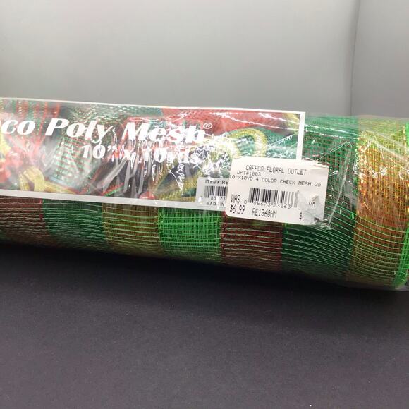 Deco Poly Mesh Lot 4 Rolls 10" x 10 Yds Red Foil Brown Foil Striped Foil - Picture 7 of 11